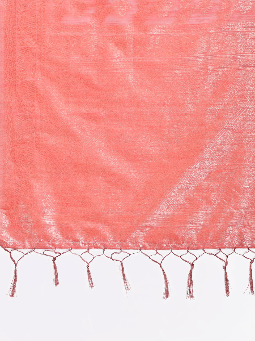 Astita Peach Linen Cotton Woven Zari Work Traditional Tassel Saree - Distacart
