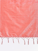 Thumbnail for Astita Peach Linen Cotton Woven Zari Work Traditional Tassel Saree - Distacart
