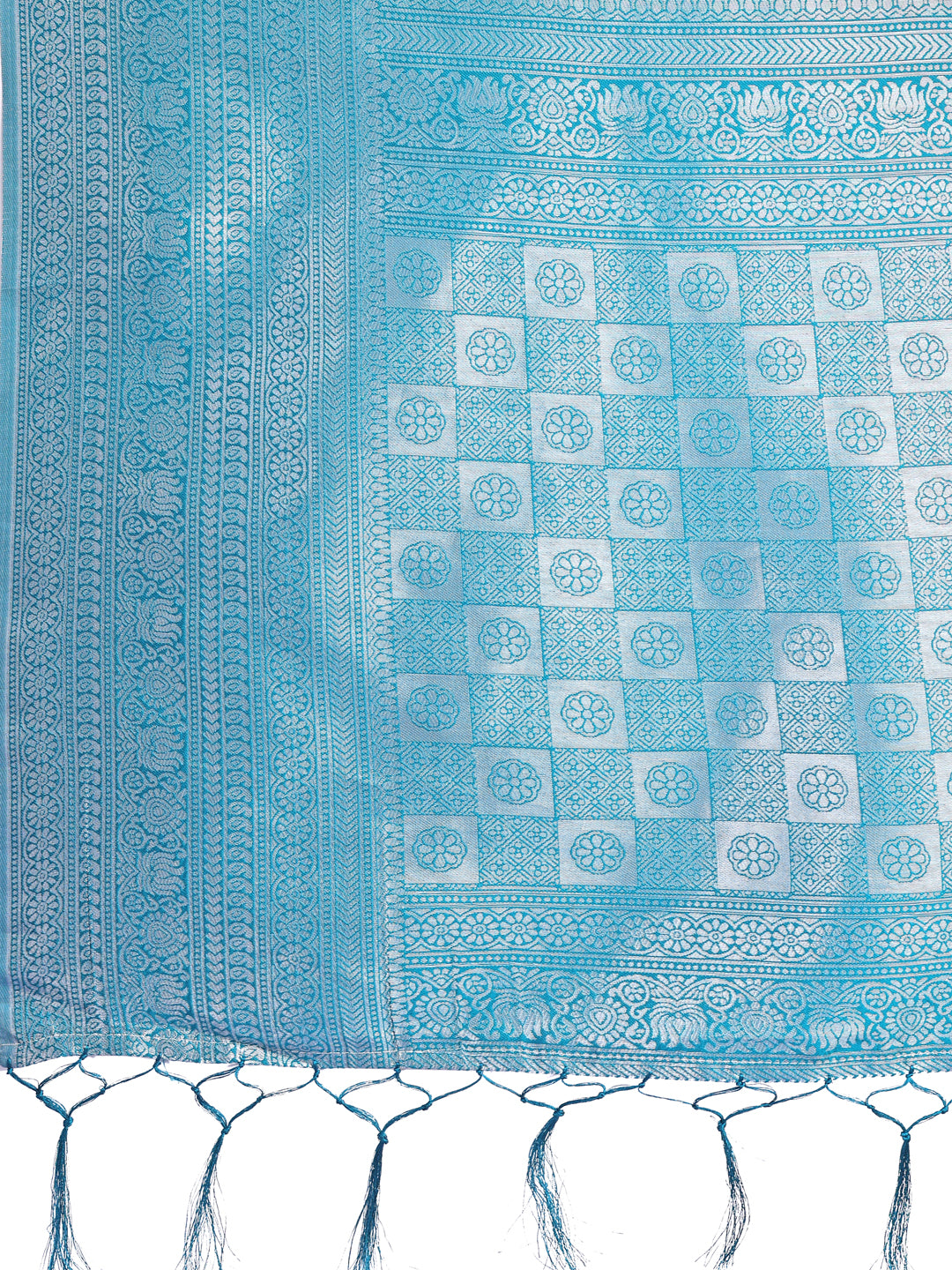 Astita Vibrant Yellow & Blue Lichi Silk Saree with Rich Woven Border and Contrast Blouse - Festive & Wedding Wear - Distacart