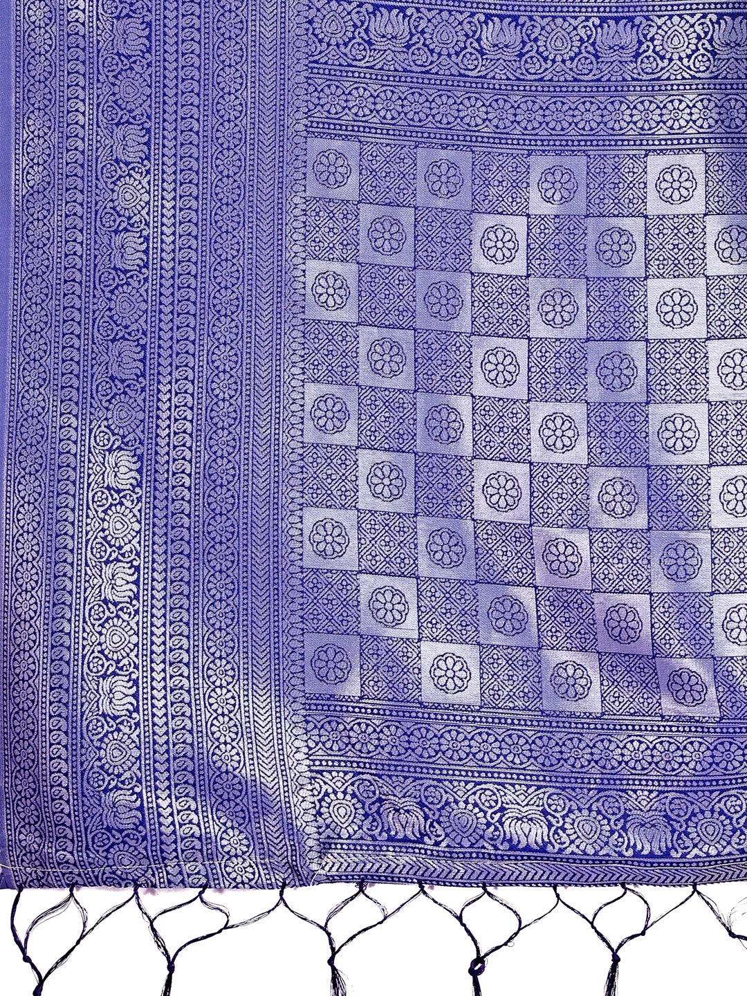Astita Vibrant Sky Blue & Blue Lichi Silk Saree with Rich Woven Border and Contrast Blouse - Festive & Wedding Wear - Distacart