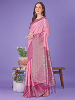 Thumbnail for Astita Vibrant Pink & Magenta Lichi Silk Saree with Rich Woven Border and Contrast Blouse - Festive & Wedding Wear - Distacart