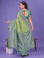 Thumbnail for Astita Vibrant Light Green & Dark Green Lichi Silk Saree with Rich Woven Border and Contrast Blouse - Festive & Wedding Wear - Distacart