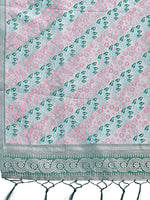 Thumbnail for Astita Radiant Teal Silk Saree with Pink & Blue Floral Pattern - Perfect for Weddings & Festive Glamour - Distacart