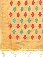 Thumbnail for Astita Yellow Jacquard Saree with Tassels - Radiate Soft Elegance and Timeless Beauty - Distacart