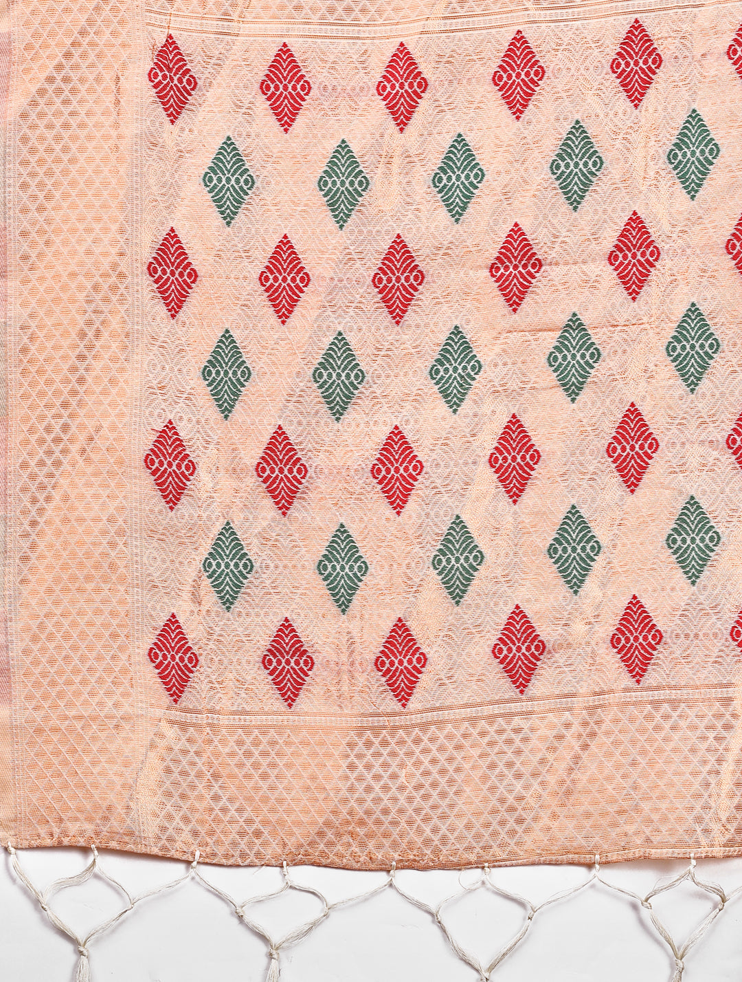 Astita White Jacquard Saree with Tassels - Radiate Soft Elegance and Timeless Beauty - Distacart