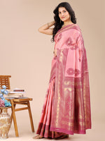 Thumbnail for Astita Light Pink & Magenta Banarasi silk Woven Zari Work Traditional Tassel Saree - Distacart