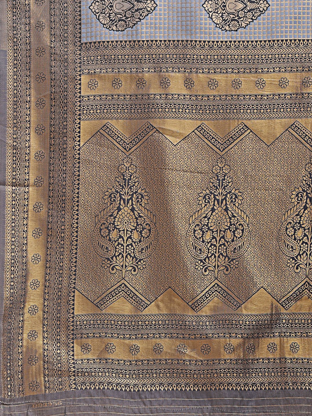 Astita Grey Banarasi silk Woven Zari Work Traditional Tassel Saree - Distacart