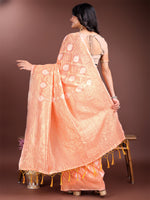 Thumbnail for Astita Orange Cotton Woven Zari Work Traditional Tassel Saree - Distacart