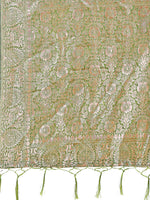 Thumbnail for Astita Elegant Green Linen Cotton Saree with Silver Zari Border & Geometric Weave - Daily,Office & Festive Wear - Distacart
