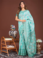 Thumbnail for Astita Radiant Sea Green Linen Cotton Patola Saree - Where Tradition Dances with Elegance - Distacart