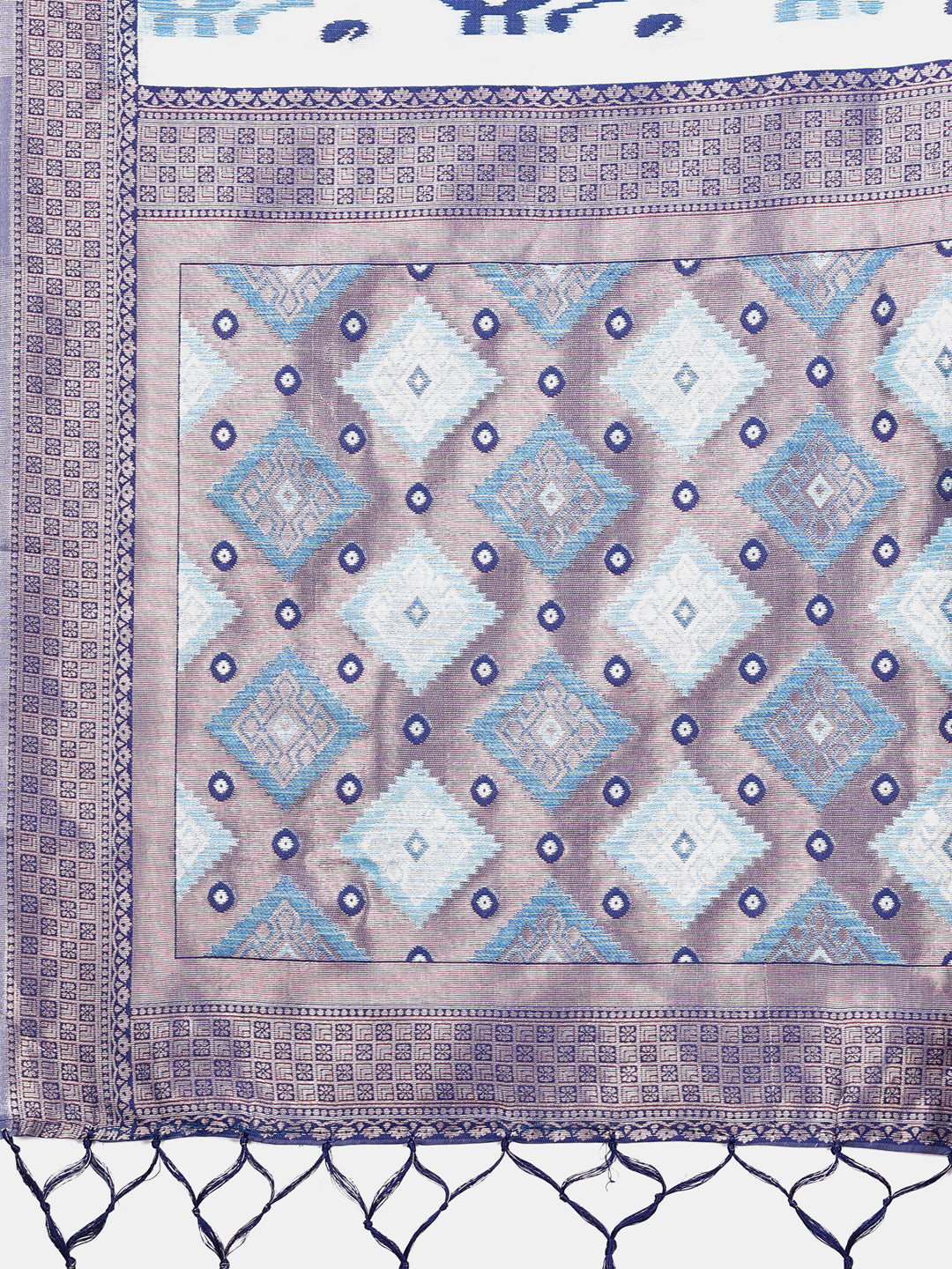 Astita Radiant Sky Blue Linen Cotton Patola Saree - Where Tradition Dances with Elegance - Distacart