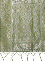 Thumbnail for Astita Elegant Light Green Linen Cotton Saree with Silver Zari - Perfect Blend of Comfort & Charm - Distacart