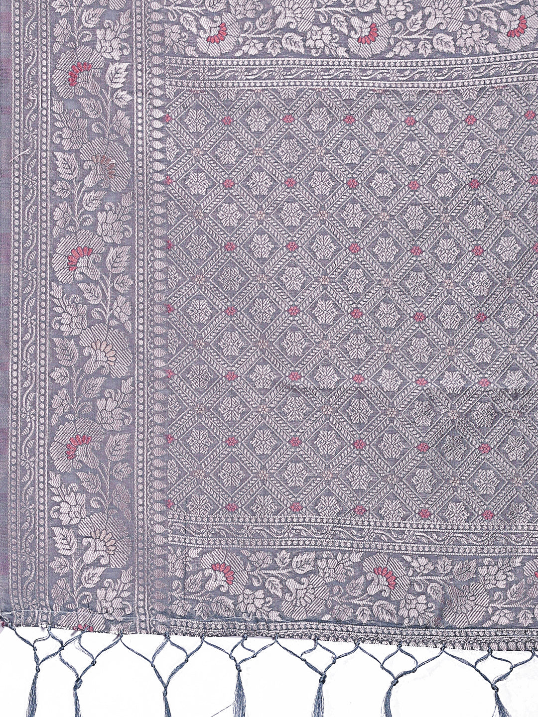 Astita Elegant Grey Linen Cotton Saree with Silver Zari - Perfect Blend of Comfort & Charm - Distacart