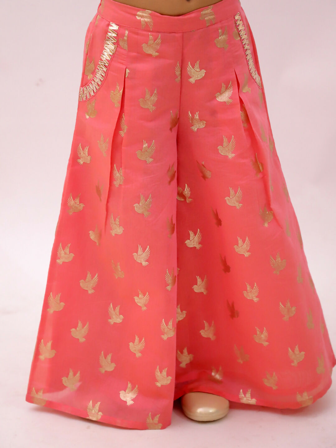 Lil Drama Mishti Peach Top and Pant Set For Girls