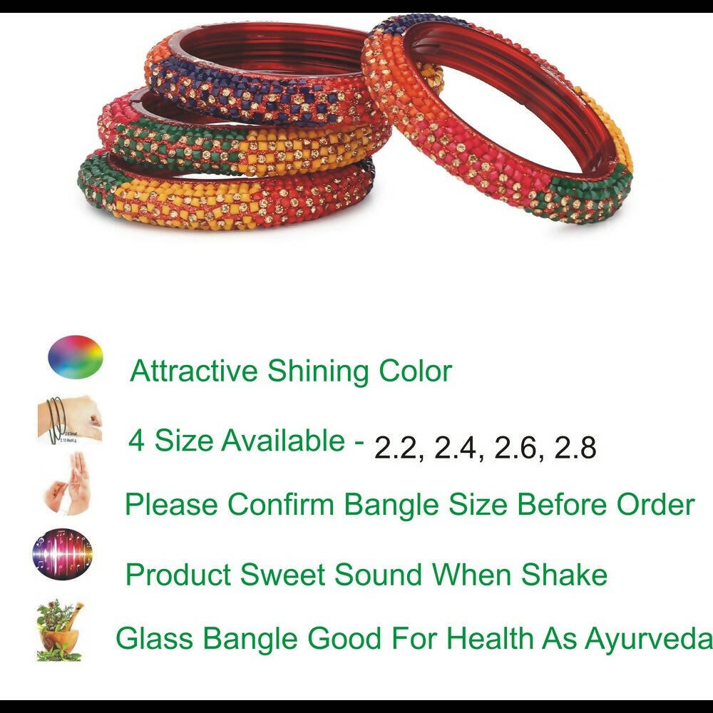 Afast Bridal Wedding & Party Fashionable Colorful Glass Bangle/Kada Set, Pack Of 4 - Distacart