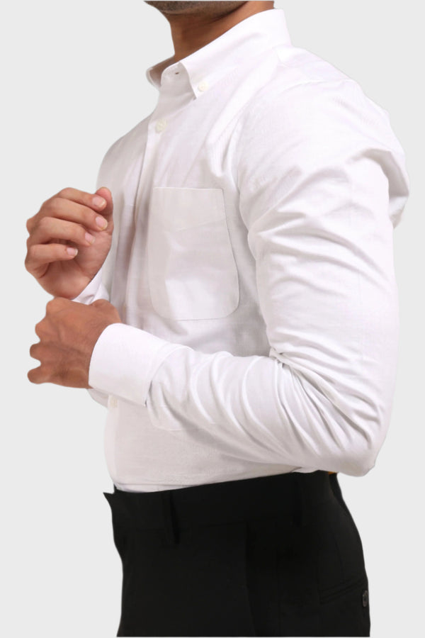 Jonesburg White Satin Slub Slim Fit Shirt