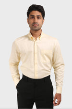 Thumbnail for Jonesburg Light Yellow Satin Slub Slim Fit Shirt