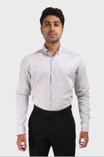 Thumbnail for Jonesburg Light Grey Satin Slub Slim Fit Shirt