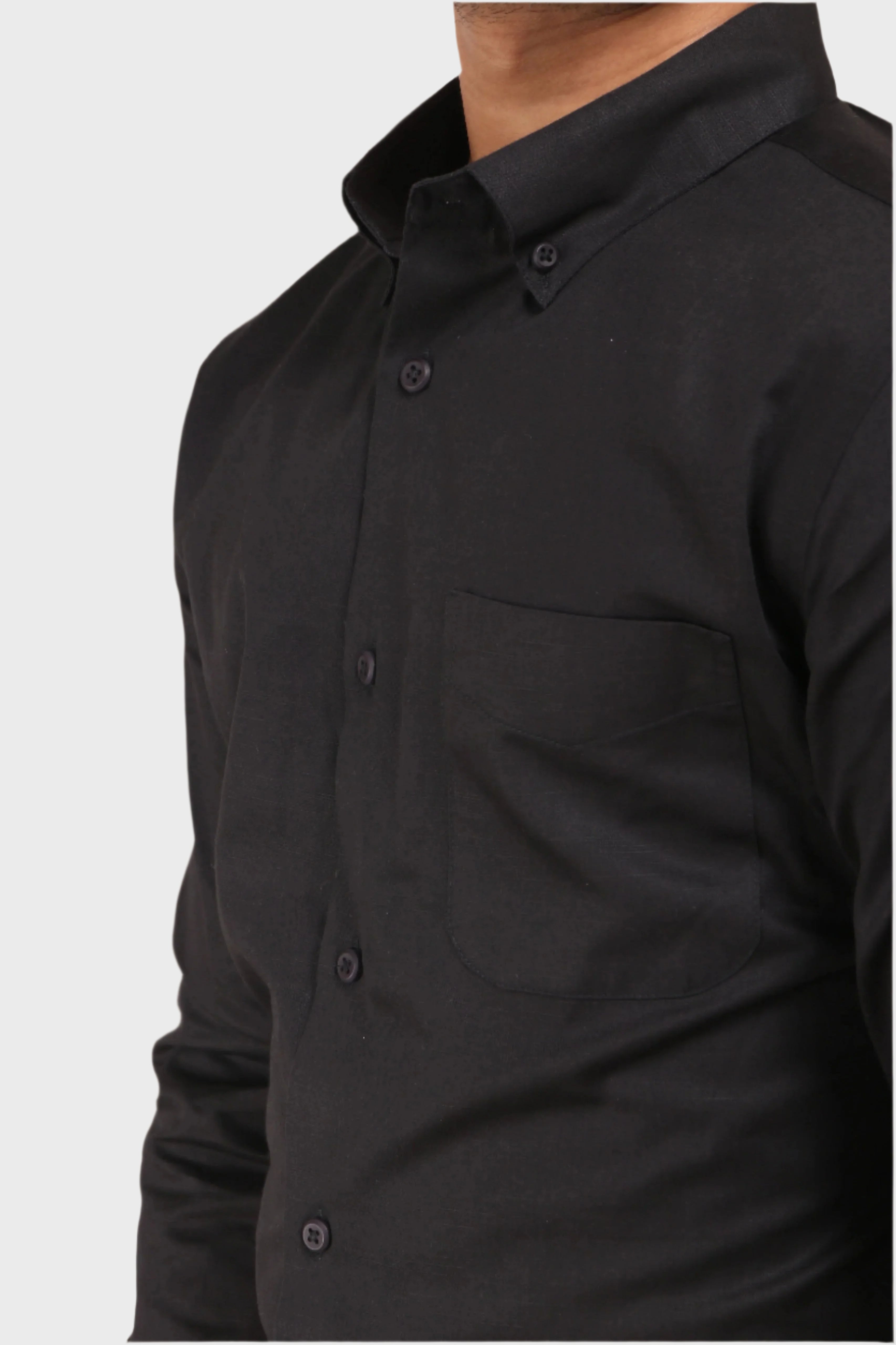 Jonesburg Black Satin Slub Slim Fit Shirt