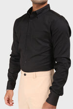 Thumbnail for Jonesburg Black Satin Slub Slim Fit Shirt