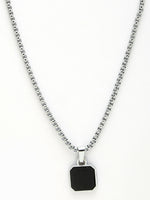 Thumbnail for NVR Men's Silver-Plated Artificial Stone Stainless Steel Pendant with Chain - Distacart