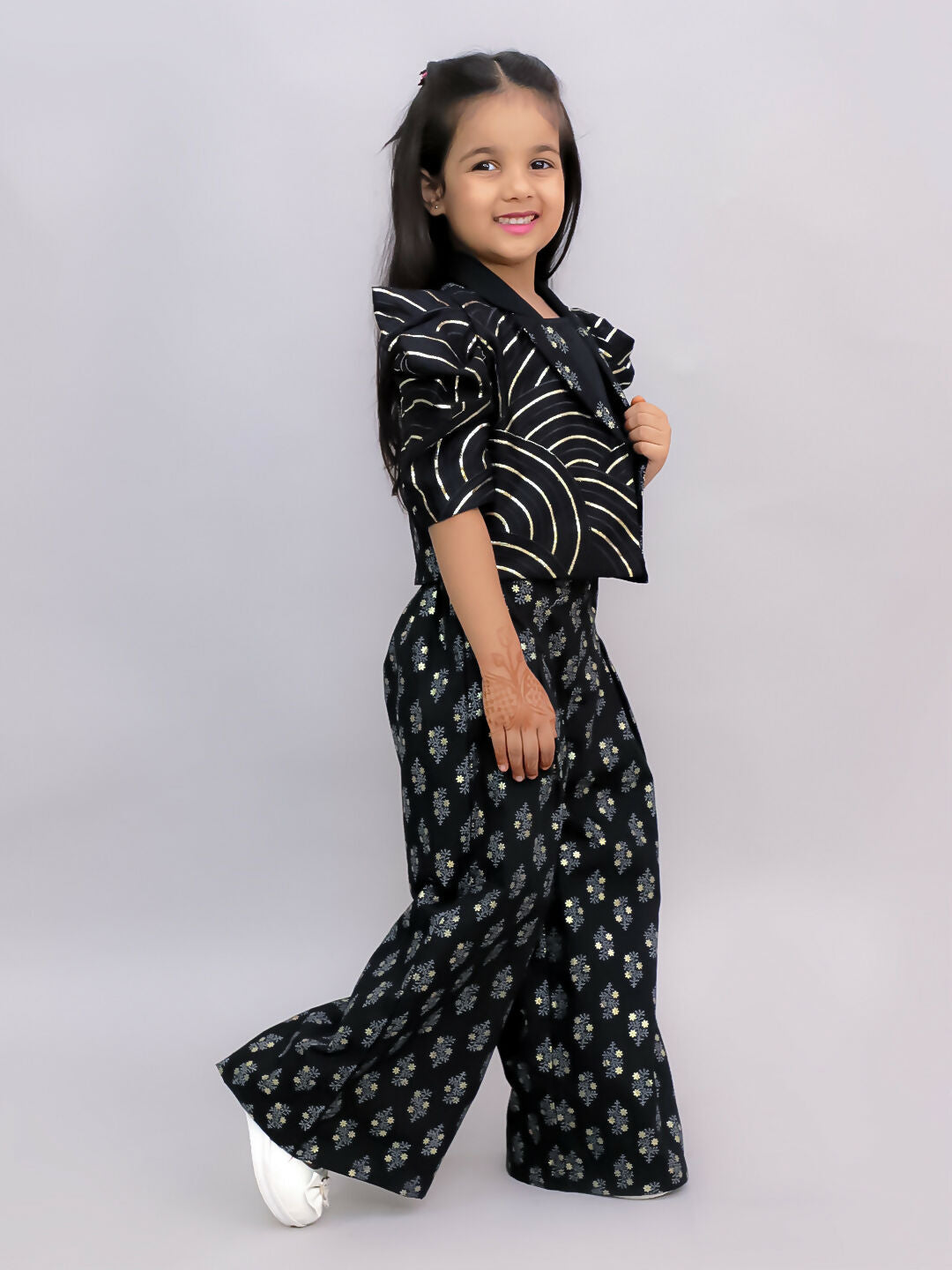Lil Drama Bollywood Tadka Black Stylish Jacket and Pant With Bustier Set For Girls