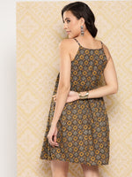 Thumbnail for Yufta Abstract Printed Shoulder Straps A-Line Dress - Distacart