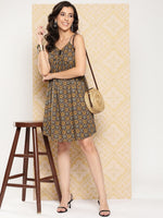 Thumbnail for Yufta Abstract Printed Shoulder Straps A-Line Dress - Distacart