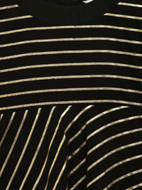 Thumbnail for Ahalyaa Black Georgette Gold Print Kids Kurta For Girls - Distacart