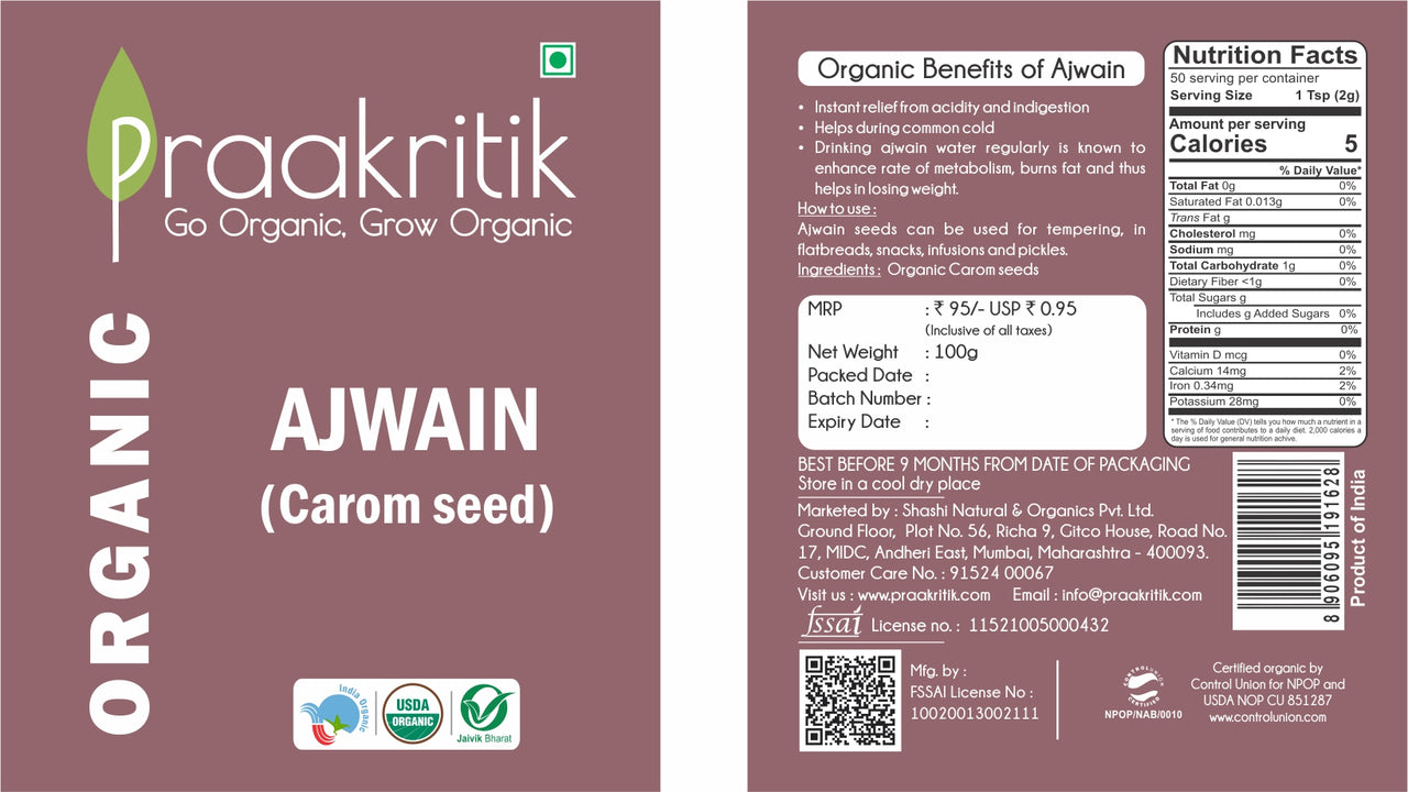Praakritik Organic Ajwain - Distacart