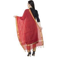 Thumbnail for A R SILK Chanderi Crush Crush Design Red Color Dupatta or Chunni