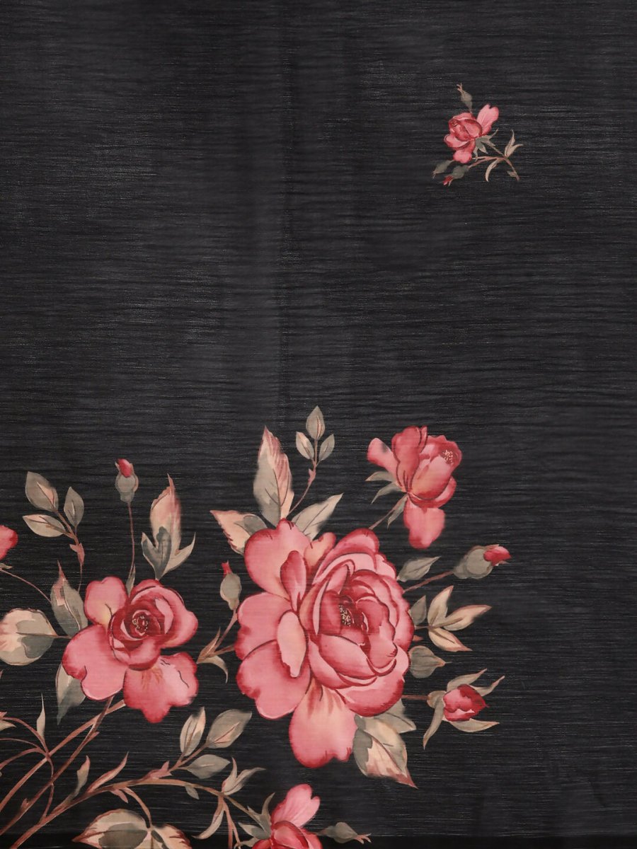 Ahalyaa Women's Traditional Semi Stitch Saree - Black - Distacart