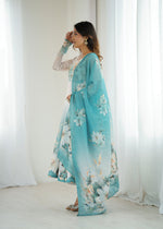 Thumbnail for Lorenvalley Fashion Soft Organza Silk Front On Fancy Badla Jari Work Flower Position Print Outing Work Anarkali Kurta Pant With Dupatta Set