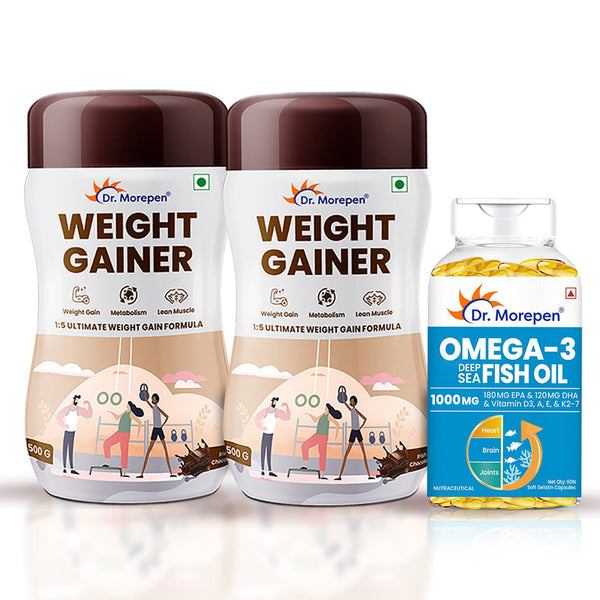 Dr. Morepen Omega-3 Deep Sea Fish Oil 1000Mg + Weight Gainer