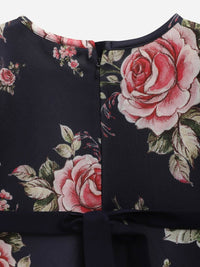 Thumbnail for Ahalyaa Navy Blue Digital Print Floral Kids Dress For Girls - Distacart