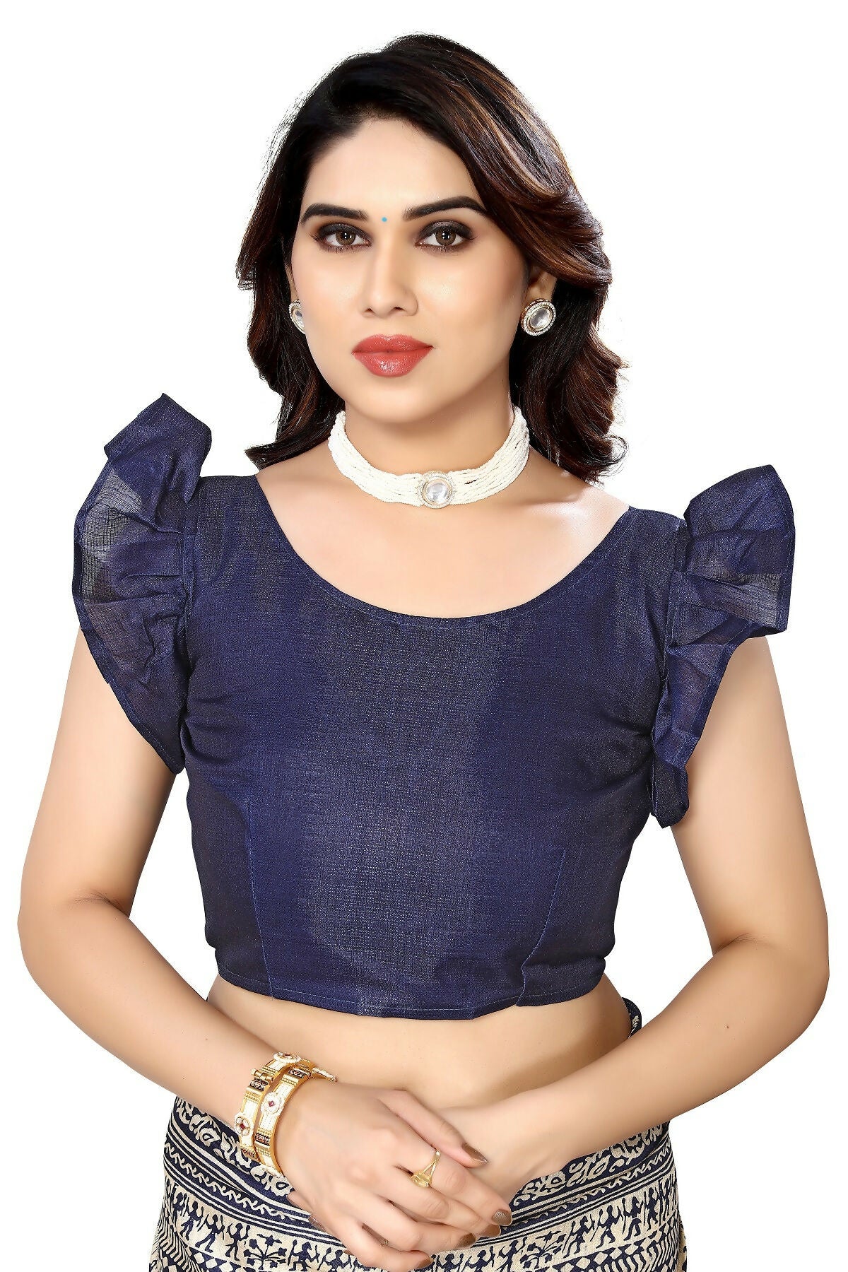 Vamika navy Printed Art Silk Saree - Distacart