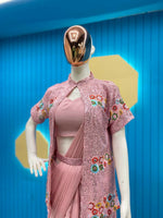 Thumbnail for Preksha Creation New Fancy Ready To Wear Saree With Sequence Embroidery Work Koti And Full stitched Blouse - Light Pink - Distacart