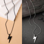 Thumbnail for NVR Men's Set of 2 Black & Silver Flash Pendent With Chain - Distacart