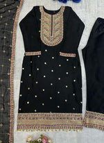 Thumbnail for Prazu Fashion Designer Black Silk Embroidered Salwar Suit