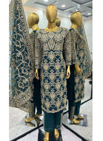 Thumbnail for Prazu Fashion Rama Green Georgette Sequence Salwar Suit