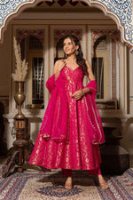 Thumbnail for Prazu Fashion Pink Jacquard Silk Weaving Gown With Dupatta