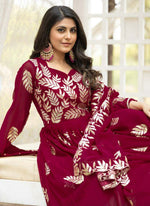 Thumbnail for Prazu Fashion Red Georgette Sequence Gown With Dupatta