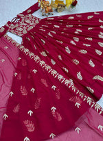 Thumbnail for Prazu Fashion Red Georgette Sequence Gown With Dupatta