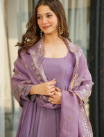 Thumbnail for Prazu Fashion Lavender Silk Designer Anarkali Palzzo Suit