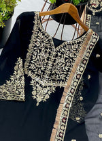 Thumbnail for Prazu Fashion Black Georgette Embroidered Sharara Suit