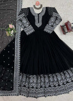 Thumbnail for Prazu Fashion Black Georgette Sequence Anarkali Suit