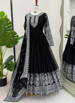 Thumbnail for Prazu Fashion Black Georgette Sequence Anarkali Suit