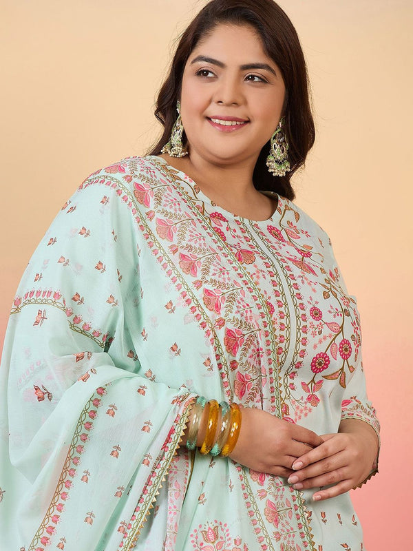 Sztori Women Floral Printed Regular Kurta with Trousers & With Dupatta - Distacart