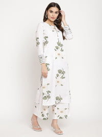 Thumbnail for Ahalyaa Women's White Crepe Digital Print Kurta Palazzo Set With Dupatta