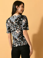 Thumbnail for Myshka Women's Black Printed Party Top - Distacart